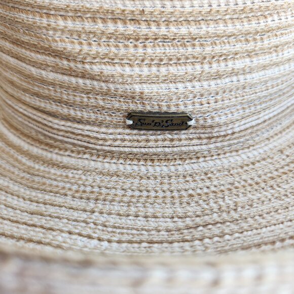 LIKE NEW Sun N' Sand Tan Coastal Craze Upturn Brim Braided Hat 4" Brim UPF 50+ - Picture 3 of 6